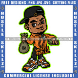 African American Gangster Man Holding Money Bag Design Element Melanin Nubian Man Magic Ski Gangster SVG JPG PNG Vector Clipart Cricut Cutting Files