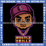 African American Gangster Man Head Melanin Nubian Man Wearing Cap Design Element Magic Ski Mask Gangster SVG JPG PNG Vector Clipart Cricut Cutting Files