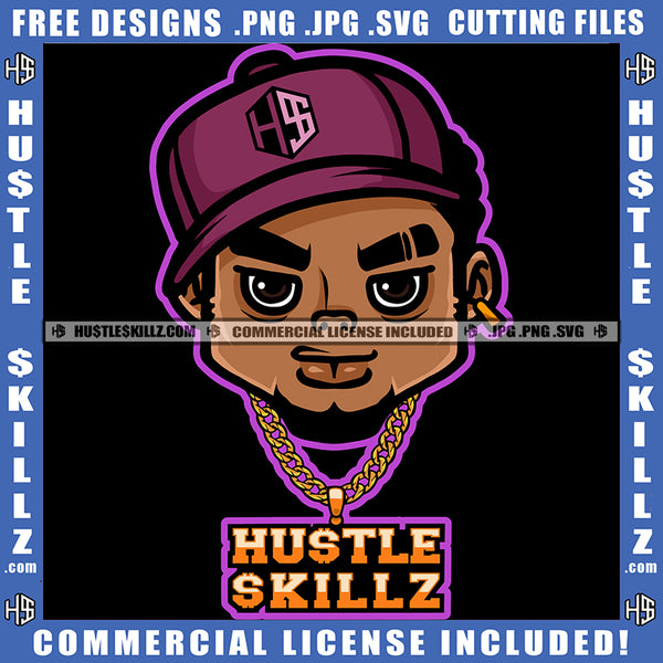 African American Gangster Man Head Melanin Nubian Man Wearing Cap Design Element Magic Ski Mask Gangster SVG JPG PNG Vector Clipart Cricut Cutting Files