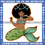 African American Mermaid Sitting Curly Hair Design Element Nubian Girl Black Girl Magic Ski Mask Gangster SVG JPG PNG Vector Clipart Cricut Cutting Files