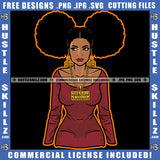 African American Woman Curly Hair Melanin Nubian Girl Standing Design Element Black Girl Magic Ski Mask Gangster SVG JPG PNG Vector Clipart Cricut Cutting Files