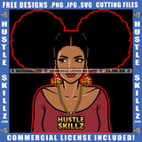 African American Curly Hair Woman Head Melanin Nubian Girl Standing Design Element Black Girl Magic Ski Gangster SVG JPG PNG Vector Clipart Cricut Cutting Files