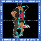 African American Couple Standing Melanin Nubian Black Couple Kiss Each Other Design Element Magic Ski Mask Gangster SVG JPG PNG Vector Clipart Cricut Cutting Files