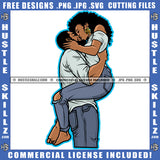 African American Couple Standing Curly Hair Design Element Melanin Nubian Couple Kiss Pose Romantic Magic Ski Mask Gangster SVG JPG PNG Vector Clipart Cricut Cutting Files