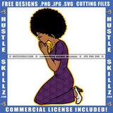 African American Woman Sitting Praying Melanin Nubian Girl Curly Hair Design Element Black Girl Magic Ski Mask Gangster SVG JPG PNG Vector Clipart Cricut Cutting Files