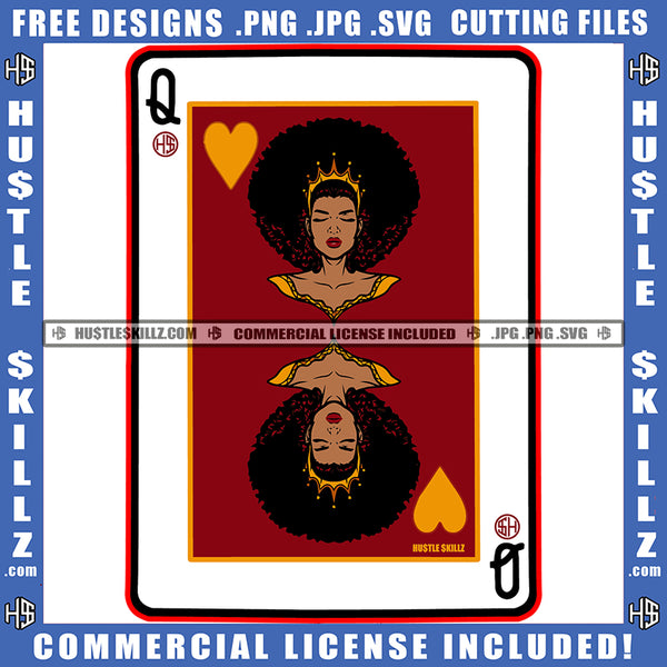 African American Woman On Play Card Vector Design Element Melanin Nubian Girl Curly Hair Black Girl Magic Ski Mask Gangster SVG JPG PNG Vector Clipart Cricut Cutting Files