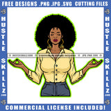 African American Woman Yoga Position Hand Up Design Element Melanin Nubian Girl Standing Black Girl Curly Hair Magic Ski Mask Gangster SVG JPG PNG Vector Clipart Cricut Cutting Files