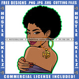 African American Woman Curly Hair Smile Face Melanin Nubian Girl Side Face Look Design Element Black Girl Curly Hair Magic Ski Gangster SVG JPG PNG Vector Clipart Cricut Cutting Files