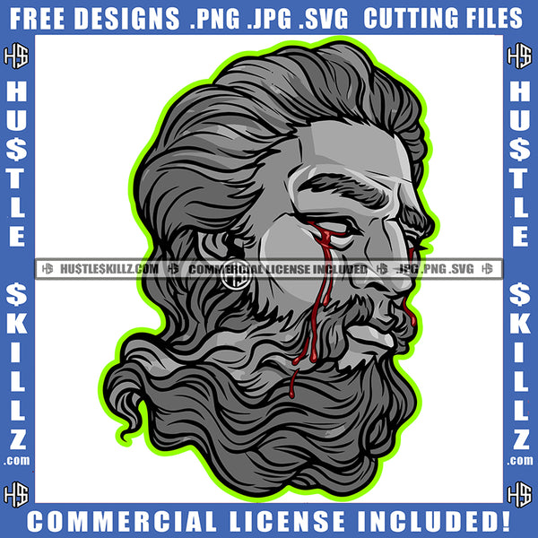 Cartoon Statue Vector Design Element Statue Eyes Blood Dripping Statue Head SVG JPG PNG Vector Clipart Cricut Cutting Files