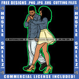 African American Couple Hand Holding Design Element Melanin Nubian Girl Curly Hair Black Girl Wearing Scars And Top Magic Ski Mask Gangster SVG JPG PNG Vector Clipart Cricut Cutting Files