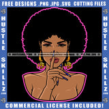 African American Woman Shut Up Hand Sigh Design Element Melanin Nubian Girl Curly Hair Head Black Girl Magic Ski Mask Gangster SVG JPG PNG Vector Clipart Cricut Cutting Files