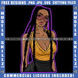 Nubian Woman Wearing Sunglass Grind Grinding Bank Dollar Melanin Woman Standing Hustler Hustling SVG JPG PNG Vector Clipart Cricut Cutting Files