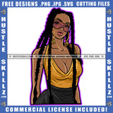 Nubian Woman Wearing Sunglass Grind Grinding Bank Dollar Melanin Woman Standing Hustler Hustling SVG JPG PNG Vector Clipart Cricut Cutting Files