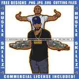 Young Gangster Woman Holding Money Bundle Cash Bank Dollar Bill Melanin Hustler Hustling Wearing Jinse And Cap SVG JPG PNG Vector Clipart Cricut Cutting Files