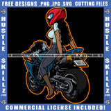 African American Woman Riding Motorcycle Bike Design Element Melanin Nubian Girl Sitting On Bike Wearing Helmet Magic Ski Gangster SVG JPG PNG Vector Clipart Cricut Cutting Files