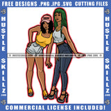 African American Woman Standing Design Element Melanin Nubian Girl Colorful Hair Magic Ski Mask Gangster SVG JPG PNG Vector Clipart Cricut Cutting Files