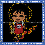 African American Locs Dreads Hair Girl Holding Money Bag Melanin Nubian Girl Walking Design Element Magic Ski Mask Gangster SVG JPG PNG Vector Clipart Cricut Cutting Files