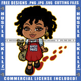 African American Locs Dreads Hair Girl Holding Money Bag Melanin Nubian Girl Walking Design Element Magic Ski Mask Gangster SVG JPG PNG Vector Clipart Cricut Cutting Files
