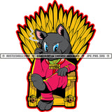 Gangster Scarface Cat Sitting Design Element Cat Smoking Weed Marijuana Vector Cat Sitting King Chair Smile Face SVG JPG PNG Vector Clipart Cricut Cutting Files