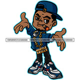 Funny Afro Man Smoking Weed And Marijuana Wearing Cap Design Element African Gangster Man Standing Wearing Hustle Chain White Background SVG JPG PNG Vector Clipart Cricut Cutting Files