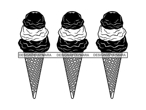 Food Ice Cream Cone Sundae Gelato Sweet Dessert Scoop Sorbet Frozen Cold Popsicle Summer Flavor .JPG .PNG .SVG Clipart Vector Cricut Cut Cutting