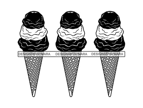 Food Ice Cream Cone Sundae Gelato Sweet Dessert Scoop Sorbet Frozen Cold Popsicle Summer Flavor .JPG .PNG .SVG Clipart Vector Cricut Cut Cutting