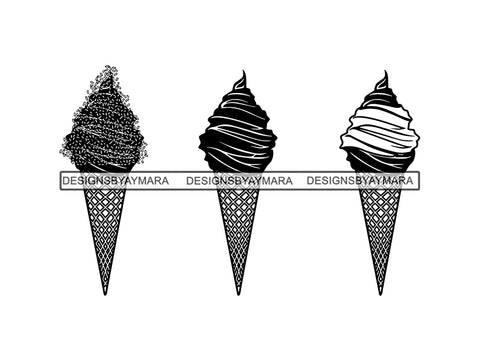 Food Ice Cream Cone Sundae Gelato Sweet Dessert Scoop Sorbet Frozen Cold Popsicle Summer Flavor .JPG .PNG .SVG Clipart Vector Cricut Cut Cutting