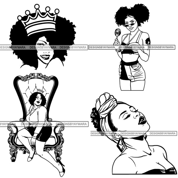 IG Members Bundle Afro Woman SVG Cutting Files For Silhouette Cricut and More