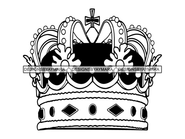 Crown Headwear Royalty Queen Royal Person King Authority Coronation Diadem Gold Jewelry .PNG .SVG Clipart Vector Cricut Cut Cutting