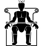King Man Royalty Throne Attractive Black Man Bearded Hipster Male Guy Hombre Macho Manly SVG Files For Cutting