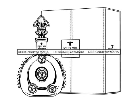 Louis Black Pearl Alcohol Cognac Bottle Box Glass Bourbon Drink Beverage Expensive Liquor Brandy .PNG .SVG Clipart Vector Cricut Cut Cutting