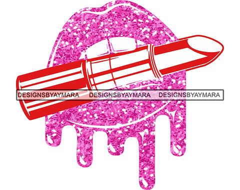 Lip Lip-gloss Cosmetology Lipstick Cosmetics Makeup Lip Beauty White Background Bite Dripping Balm Gloss Glamour Glam Color Dripping Vector SVG JPG PNG Vector Clipart Cricut Cutting Files
