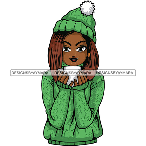 Afro Lola Christmas Winter Hot Coffee Cocoa Mood .SVG Cutting Files For Silhouette and Cricut and More!