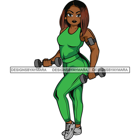 Lola Afro Beautiful Black Proud Woman Working Out .SVG Cutting Files For Silhouette and Cricut and More!