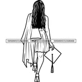 Black And White Graduation Woman Holding Cap Diploma Achievement BW Education College Ceremony Student Success Graduate Design Element Vector SVG JPG PNG Vector Clipart Cricut Cutting Files