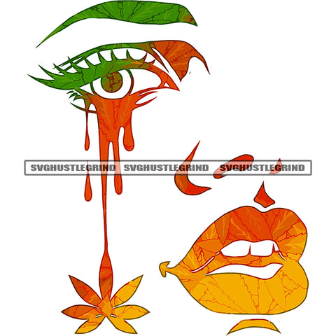 Colorful Artwork Woman Eye and Lip Design Element Blood Dripping On Eye Make Flower Vector White Background Color Silhouette SVG JPG PNG Vector Clipart Cricut Cutting Files