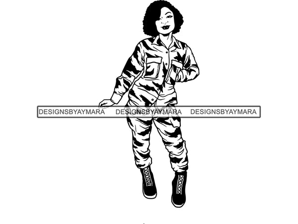 Military Woman USA Proud Melanin SVG Cut Files