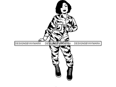Military Woman USA Proud Melanin SVG Cut Files