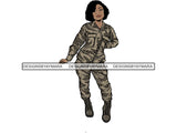 Military Woman USA Proud Melanin PNG Files For Print Not For Cutting
