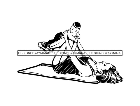 Mom Mother Training Baby Exercise Yoga Pilates Workout Home Stretching Mat Tandem Child Kid Woman .PNG .SVG Clipart Vector Cricut Cut Cutting