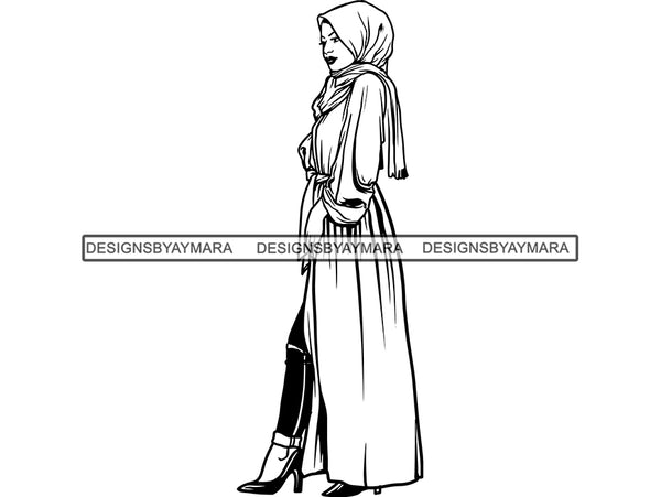 Beautiful Muslim Woman SVG Hijab Covered Goddess Queen Diva Classy Lady  .SVG .EPS .PNG Vector Clipart  Cricut Circuit Cut Cutting
