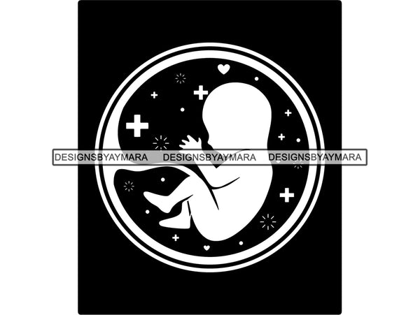Newborn Embryo Sac Fetus Unborn Womb Pregnant Pregnancy Child Baby Cord Infant Small Heart Cross  .SVG .EPS .PNG Vector Space Clipart Digital Download Circuit Cut Cutting