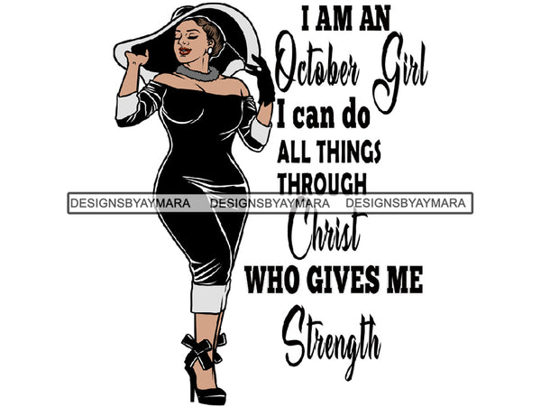 October Birthday Queen Goddess Divas Classy Lady God Quotes .SVG .EPS .PNG Vector Clipart Perfect For Printing Not For Cutting