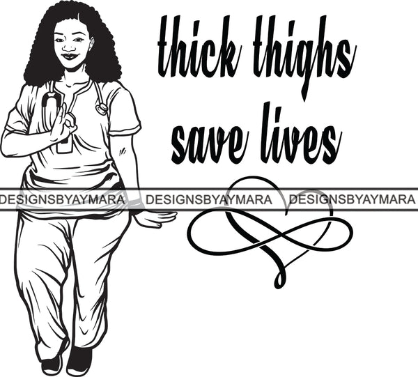 Afro Nurse Woman SVG File For Silhouette and Cutting