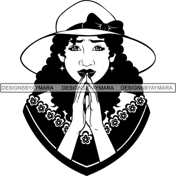 Latina Woman Praying God .SVG Cut Files For Silhouette and Cricut