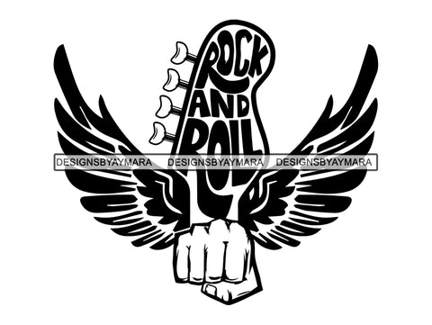 Rock Roll Guitar Acoustic Show Head String Instrument Concert Bar Poster Text Signage Gig Design .SVG .EPS .PNG Vector Clipart Cricut Circuit Cut Cutting