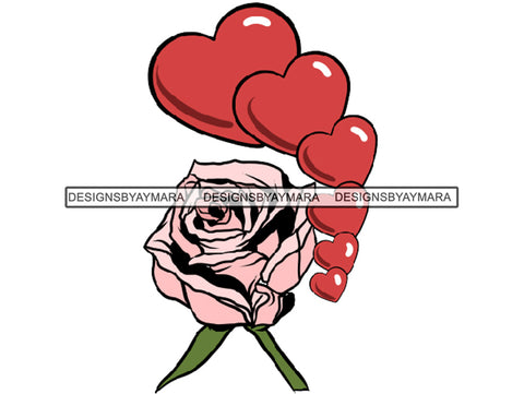 Red Hearts And Pink Roses SVG JPG PNG Vector Clipart Cricut Silhouette Cut Cutting