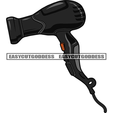 Salon Hairdryer Design Black Color Design Element Woman Parlor Accessories Hair Blower Icon Flat SVG JPG PNG Vector Clipart Cricut Silhouette Cut Cutting