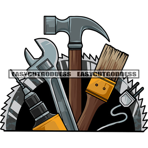 Repairs And Maintenance Tool Handyman Ferramentas Design Element Vector White Background Builder Svgtools Monogram Screwdriver SVG JPG PNG Vector Clipart Cricut Silhouette Cut Cutting