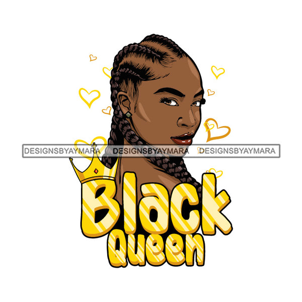 Black Queen Golden With Cornrows SVG JPG PNG Vector Clipart Cricut Silhouette Cut Cutting